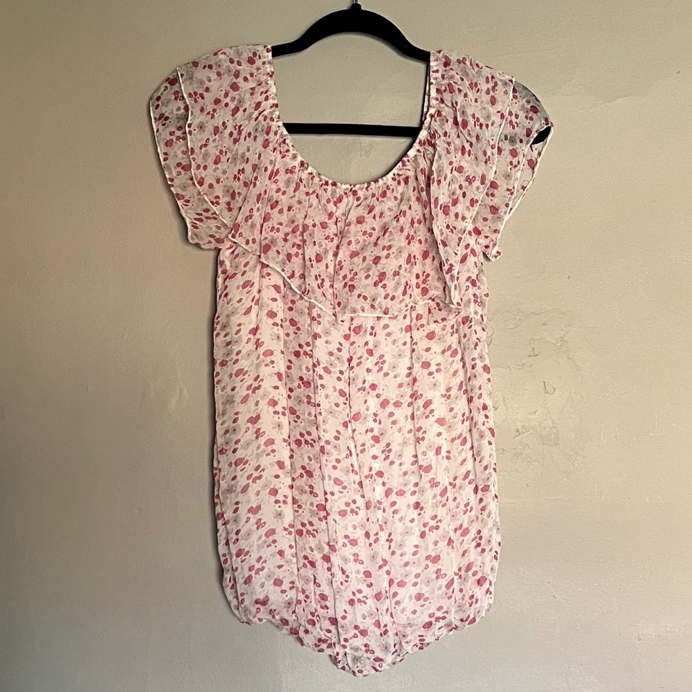 Elena Baldi Floral Chiffon Short Sleeve Top